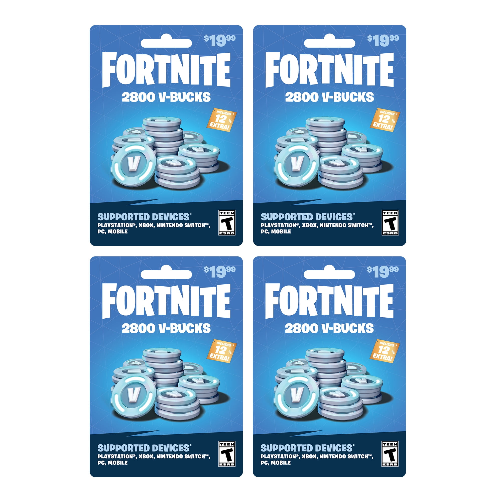 Fortnite 11,200 V-Bucks, (4 x $19.99 Cards) $79.96 Physical Cards, Gearbox