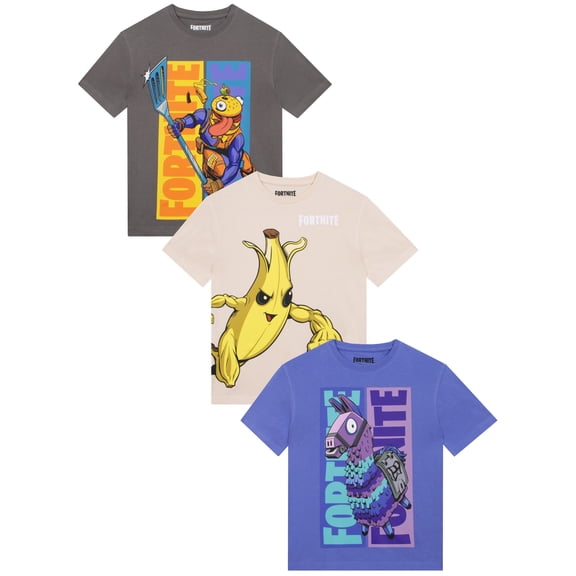 Fortnite 3 Pack T-shirts Size 6-14