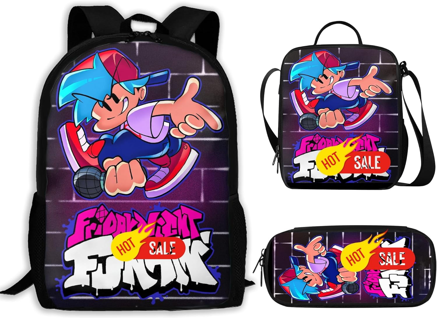 Fortnite Brandclub Fortnite 3d Prints Anime Backpack Set Cartoon Stylish Backpack With Lunch Box For Outdoor Travel And Casual