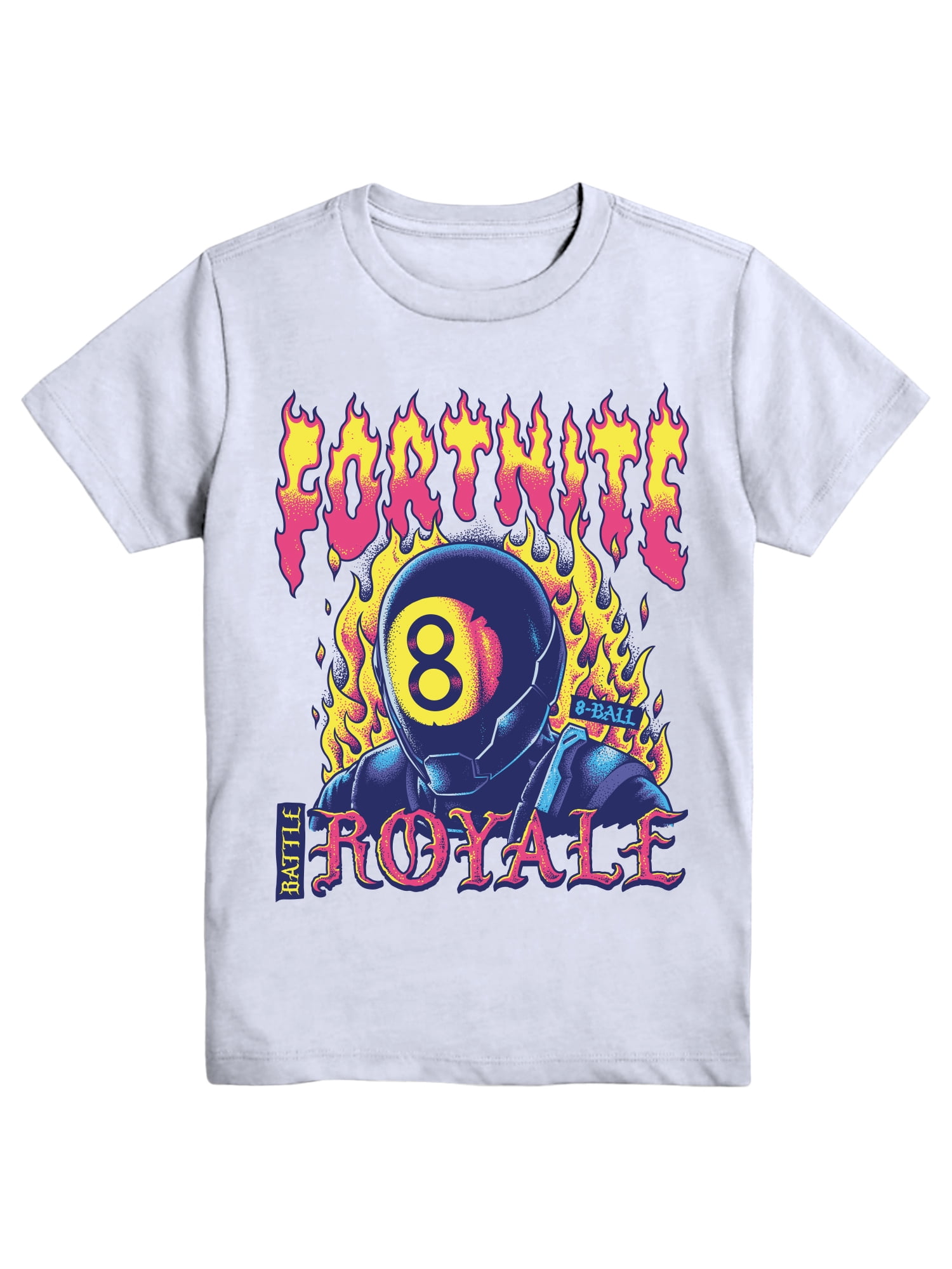 Fortnite 8-Ball Fire Graphic Tee with Short Sleeves, Sizes 4-18