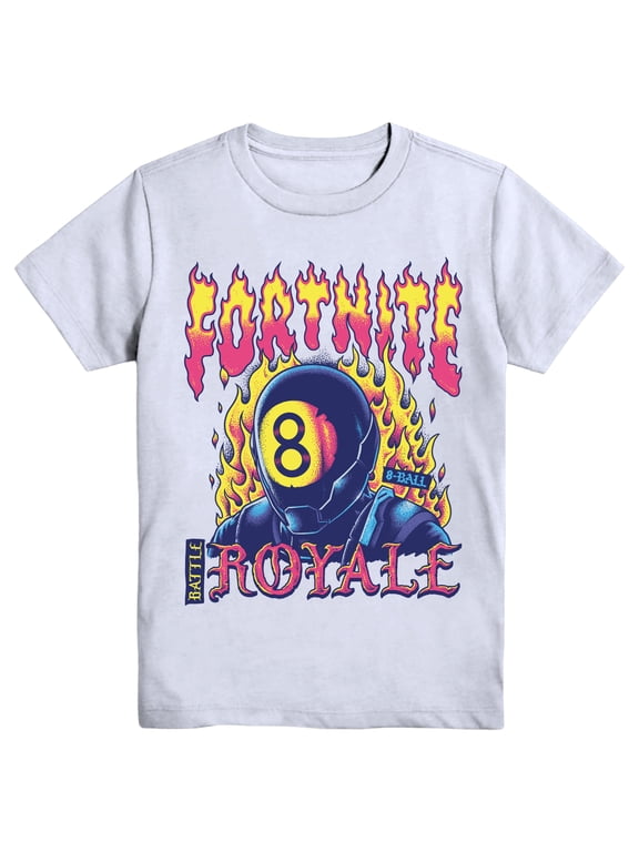 Fortnite 8-Ball Fire Graphic Tee with Short Sleeves, Sizes 4-18