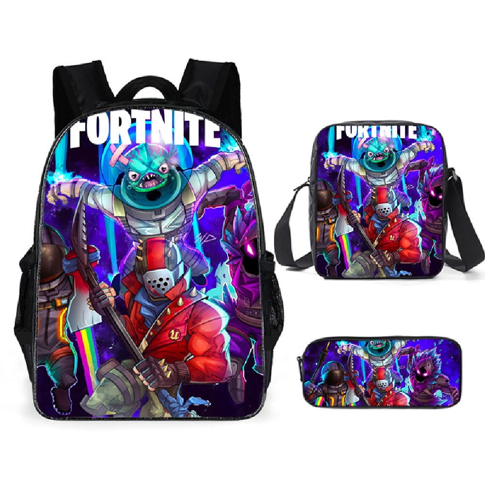 fortnite Backpack | Gamer Black Rucksack | Green Creeper Zombie ...