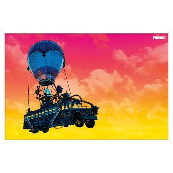 Fortnite - Battle Bus Landscape Wall Poster, 14.725" x 22.375", Framed