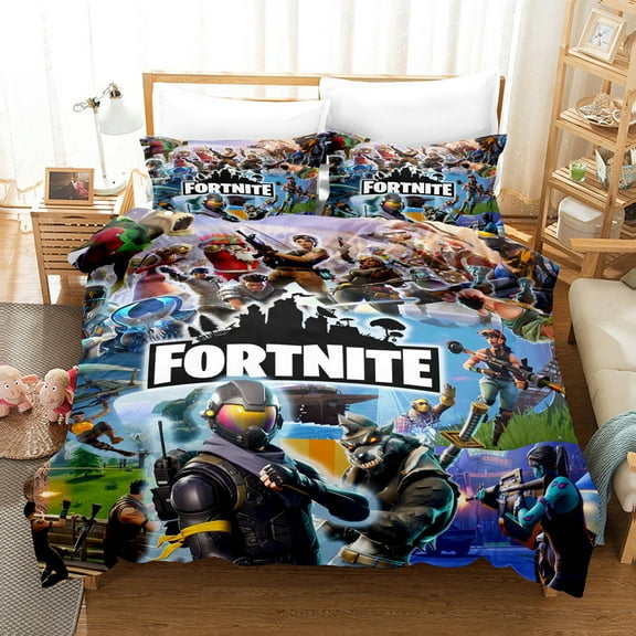 Fortnite Bedding Sets Twin Queen King Size Game Printed Bed Set 3Pcs Duvet Cover Bedroom Decor for Boys Girls Adult Gift 1Comforter+2 Pillowcases