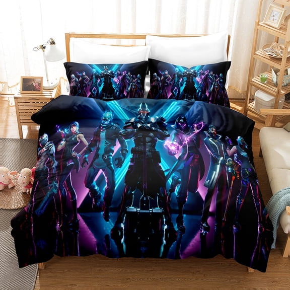 Fortnite Bedding Sets Twin Queen King Size Game Printed Bed Set 3Pcs Duvet Cover Bedroom Decor for Boys Girls Adult Gift 1Comforter+2 Pillowcases