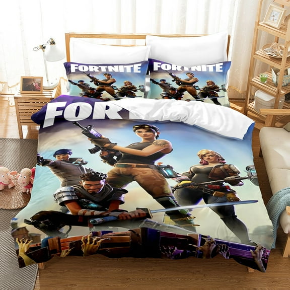 Fortnite Bedding Sets Twin Queen King Size Game Printed Bed Set 3Pcs Duvet Cover Bedroom Decor for Boys Girls Adult Gift 1Comforter+2 Pillowcases