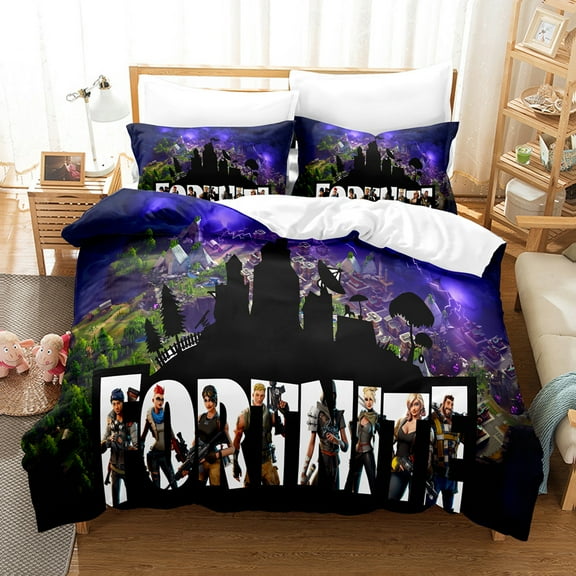 Fortnite Bedding Sets Twin Queen King Size Game Printed Bed Set 3Pcs Duvet Cover Bedroom Decor for Boys Girls Adult Gift 1Comforter+2 Pillowcases