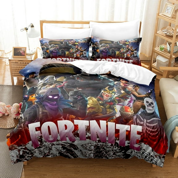 Fortnite Bedding Sets Twin Queen King Size Game Printed Bed Set 3Pcs Duvet Cover Bedroom Decor for Boys Girls Adult Gift 1Comforter+2 Pillowcases