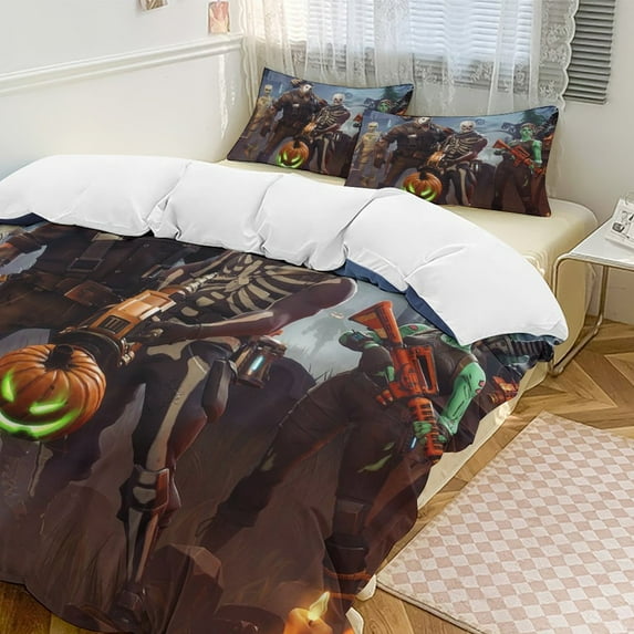 Fortnite Bedding Sets Twin Queen King Size Game Printed Bed Set 3Pcs Duvet Cover Bedroom Decor for Boys Girls Adult Gift 1Comforter+2 Pillowcases