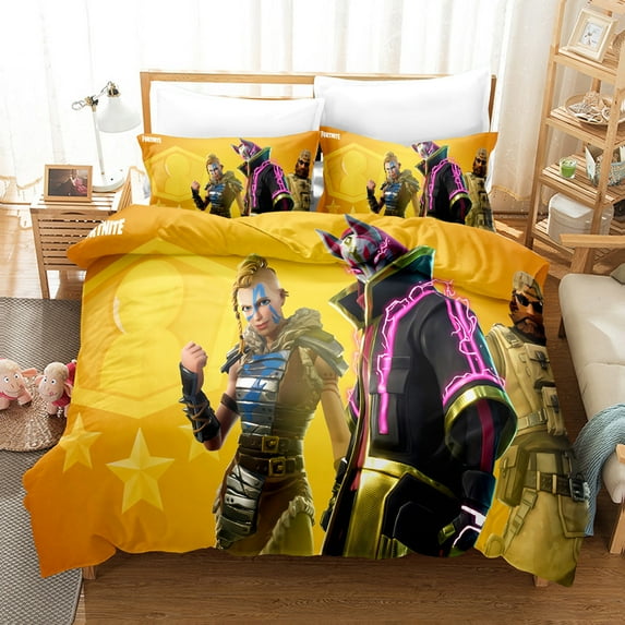 Fortnite Bedding Sets Twin Queen King Size Game Printed Bed Set 3Pcs Duvet Cover Bedroom Decor for Boys Girls Adult Gift 1Comforter+2 Pillowcases