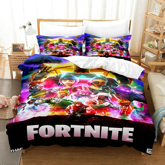 Fortnite Bedding Sets Twin Queen King Size Game Printed Bed Set 3Pcs Duvet Cover Bedroom Decor for Boys Girls Adult Gift 1Comforter+2 Pillowcases