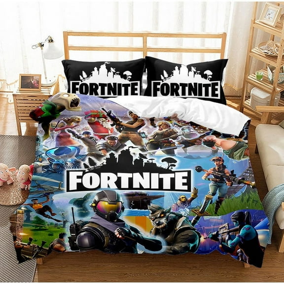 Fortnite Bedding Sets Twin Queen King Size Game Printed Bed Set 3Pcs Duvet Cover Bedroom Decor for Boys Girls Adult Gift 1Comforter+2 Pillowcases