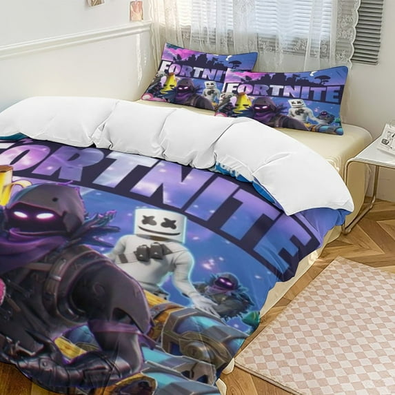 Fortnite Bedding Sets Twin Queen King Size Game Printed Bed Set 3Pcs Duvet Cover Bedroom Decor for Boys Girls Adult Gift 1Comforter+2 Pillowcases