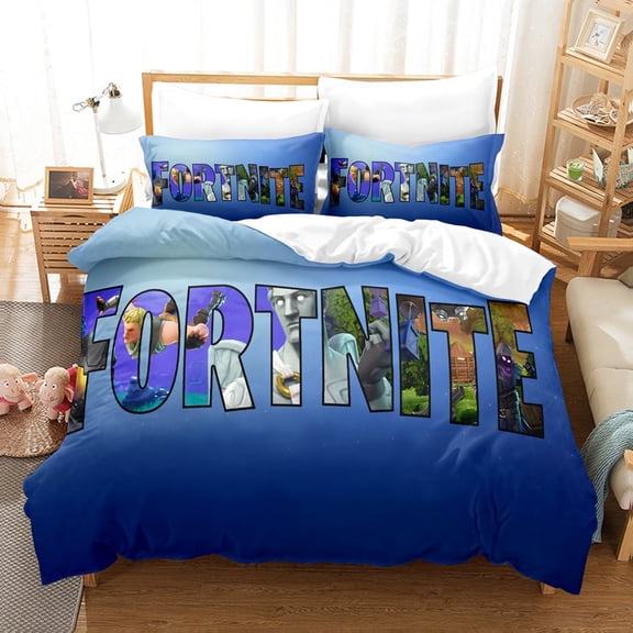 Fortnite Bedding Sets Twin Queen King Size Game Printed Bed Set 3Pcs Duvet Cover Bedroom Decor for Boys Girls Adult Gift 1Comforter+2 Pillowcases