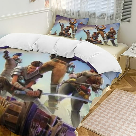 Fortnite Bedding Sets Twin Queen King Size Game Printed Bed Set 3Pcs Duvet Cover Bedroom Decor for Boys Girls Adult Gift 1Comforter+2 Pillowcases