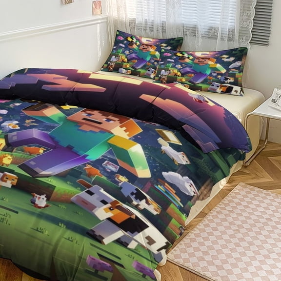 Fortnite Bedding Sets Twin Queen King Size Game Printed Bed Set 3Pcs Duvet Cover Bedroom Decor for Boys Girls Adult Gift 1Comforter+2 Pillowcases