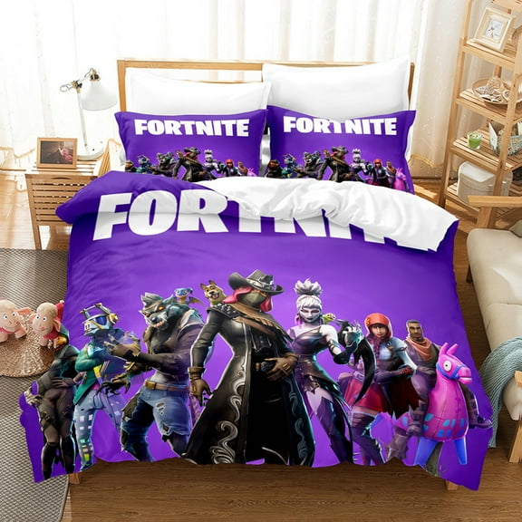 Fortnite Bedding Sets Twin Queen King Size Game Printed Bed Set 3Pcs Duvet Cover Bedroom Decor for Boys Girls Adult Gift 1Comforter+2 Pillowcases