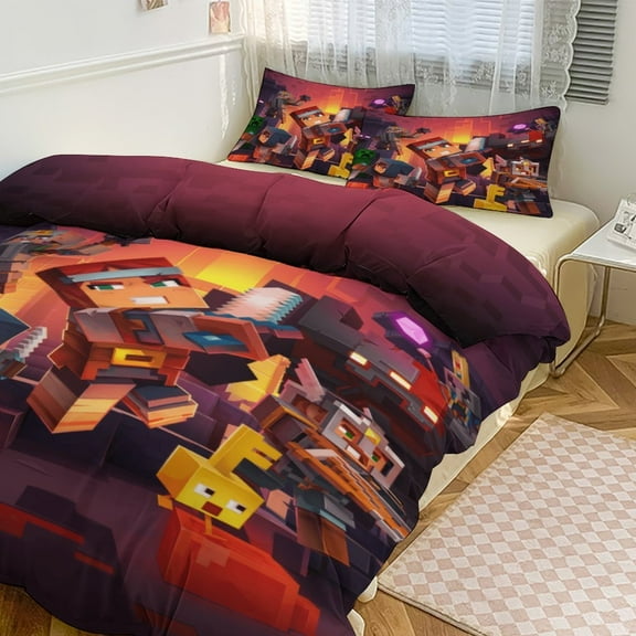 Fortnite Bedding Sets Twin Queen King Size Game Printed Bed Set 3Pcs Duvet Cover Bedroom Decor for Boys Girls Adult Gift 1Comforter+2 Pillowcases