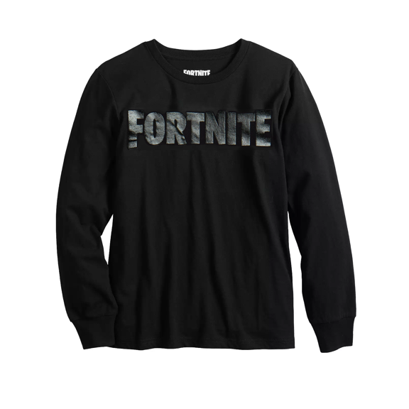 Fortnite Big Boys' Black Logo Long Sleeve T-Shirt, Sizes 8-20