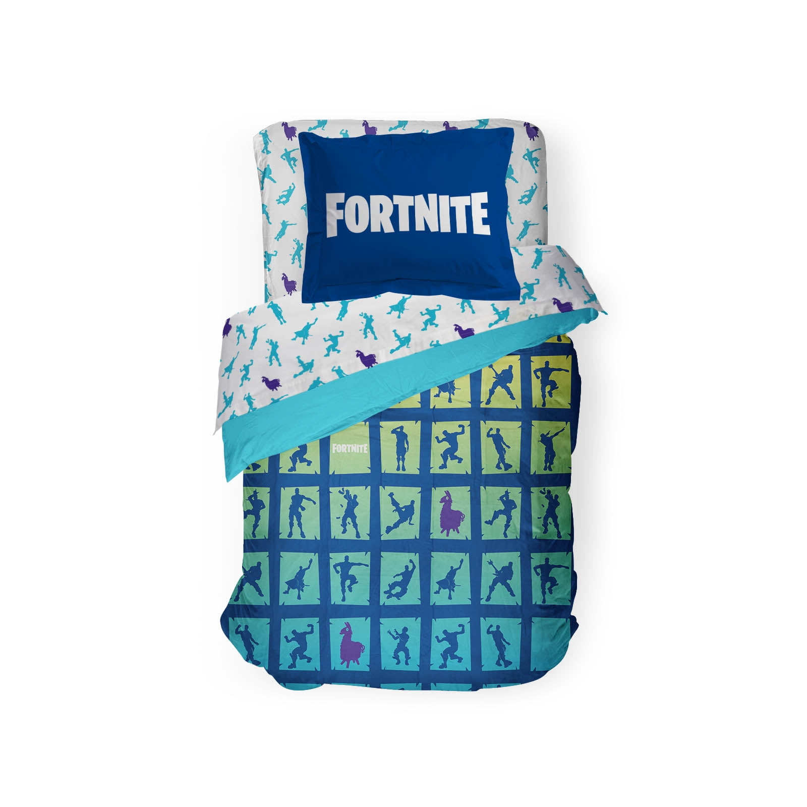 Fortnite Boogie 5 piece Twin Bed-in-a-Bag, 100% Microfiber, Blue
