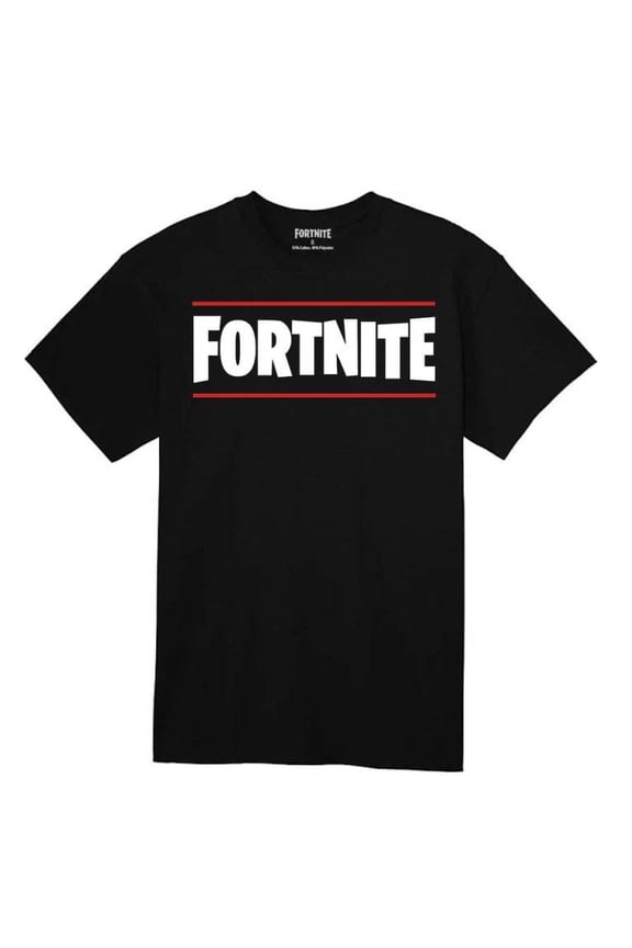 Boy's Logo Line Black Short Sleeve T-Shirt, Small (8)