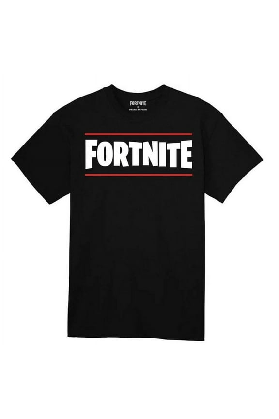 Boy's Logo Line Black Short Sleeve T-Shirt, Small (8)