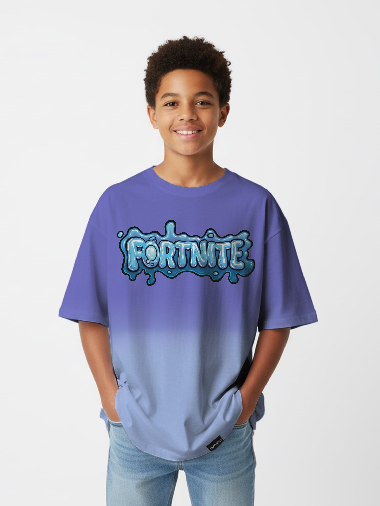 Fortnite Boys Oversized Dip Dye Graphic Tee, Sizes 4-18