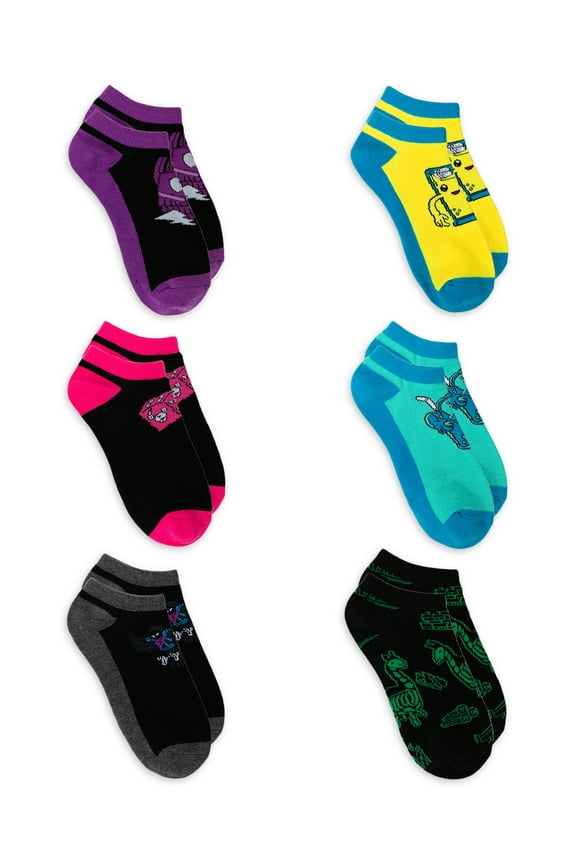 Boys Socks, 6-Pack, No Show Style, Sizes S-L