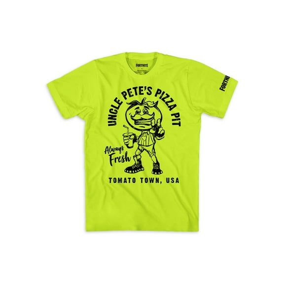 Fortnite Boys Uncle Pete's Pizza Pit Graphic T-Shirt Sizes 8-18