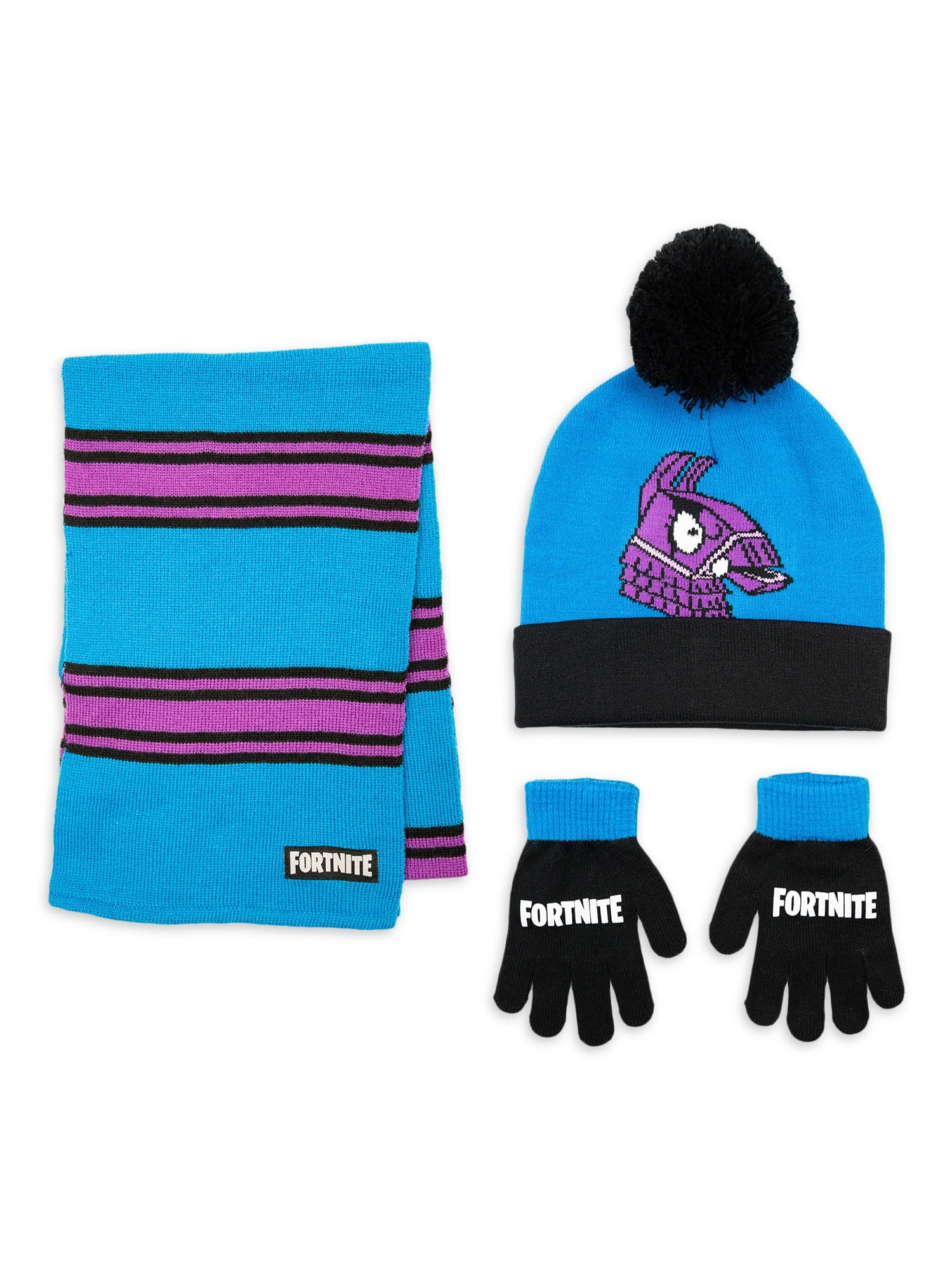 Fortnite Brand Boys Child 3-Piece Cold Weather Beanie Style Hat & Glove Set