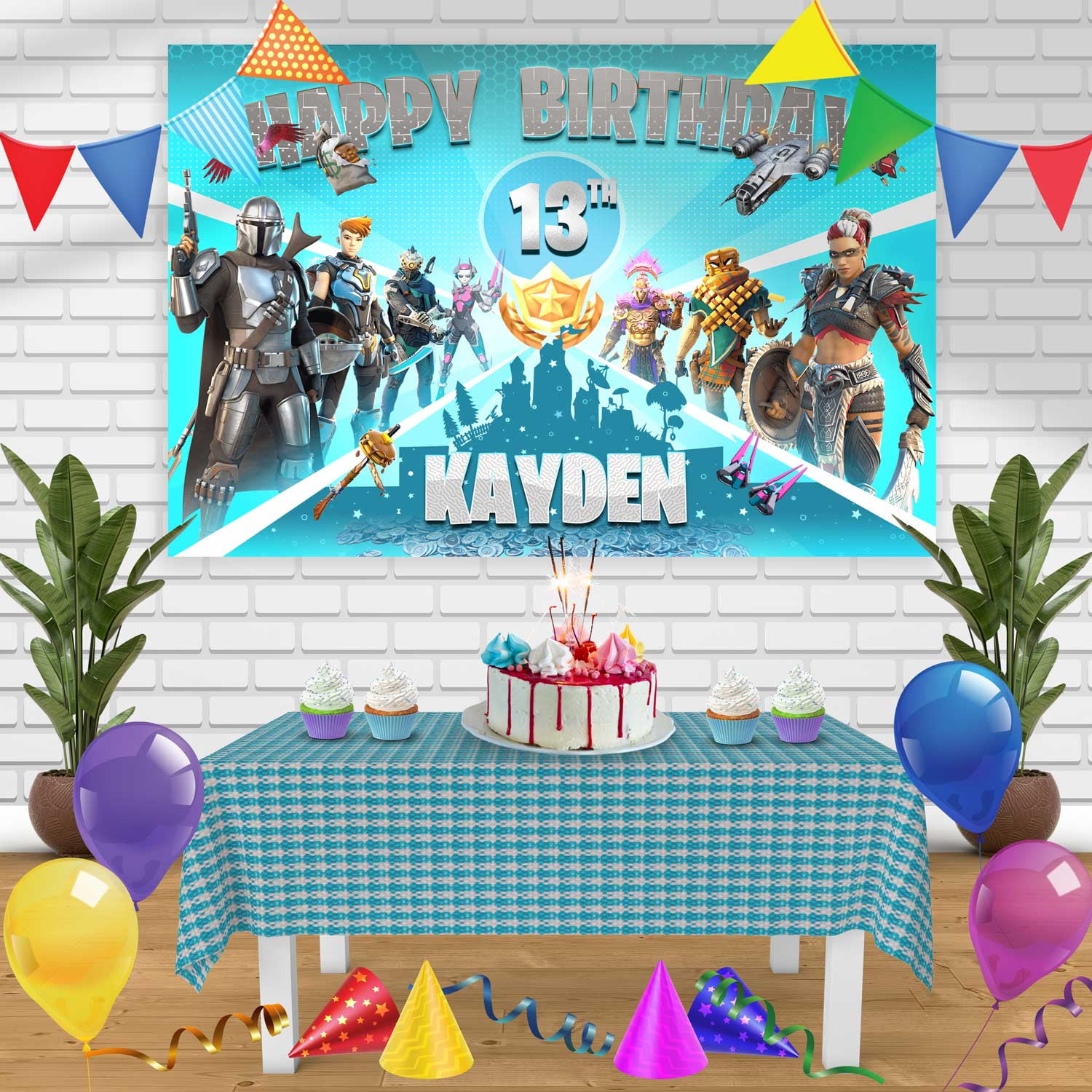 Game On Fornite & Roblox XBox theme Birthday Backdrop Personalized - D –  Banners by Roz