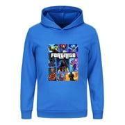 DELANHON Fortnite Character Collage Hooded Hoodie for Kids Boys Girls Tweens - Colorful Gamer Design Hooded Sweatshirt for Travel Outdoor or Birthday Gift
