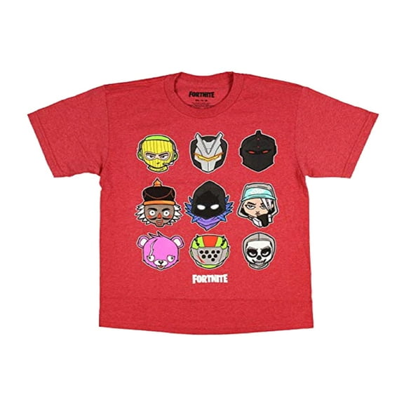 Fortnite Chibi Character Grid Big Boy's T-Shirt Red