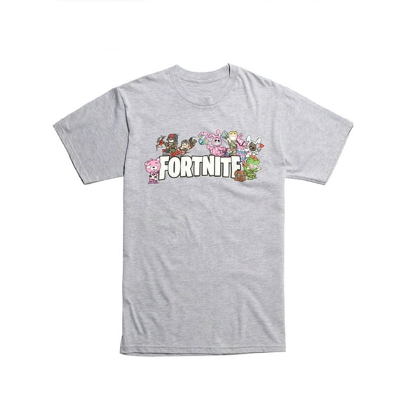 Fortnite Chibi Characters Men's Grey T-Shirt - size 2XL
