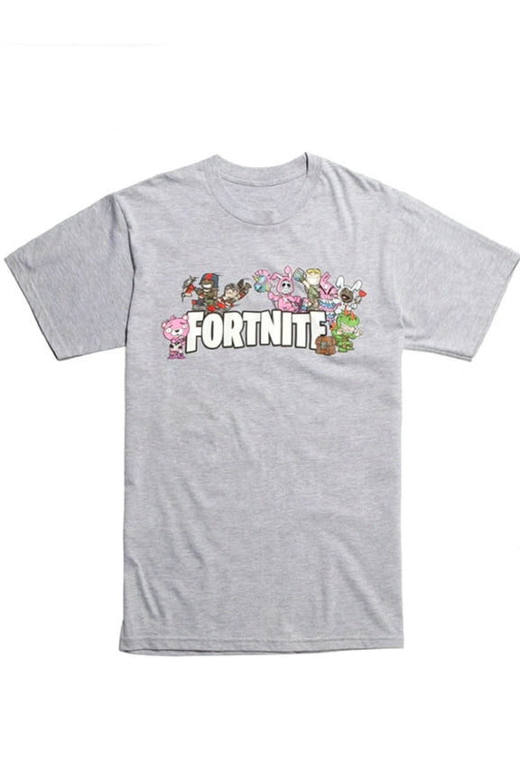 Fortnite Chibi Characters Men's Grey T-Shirt - size LG