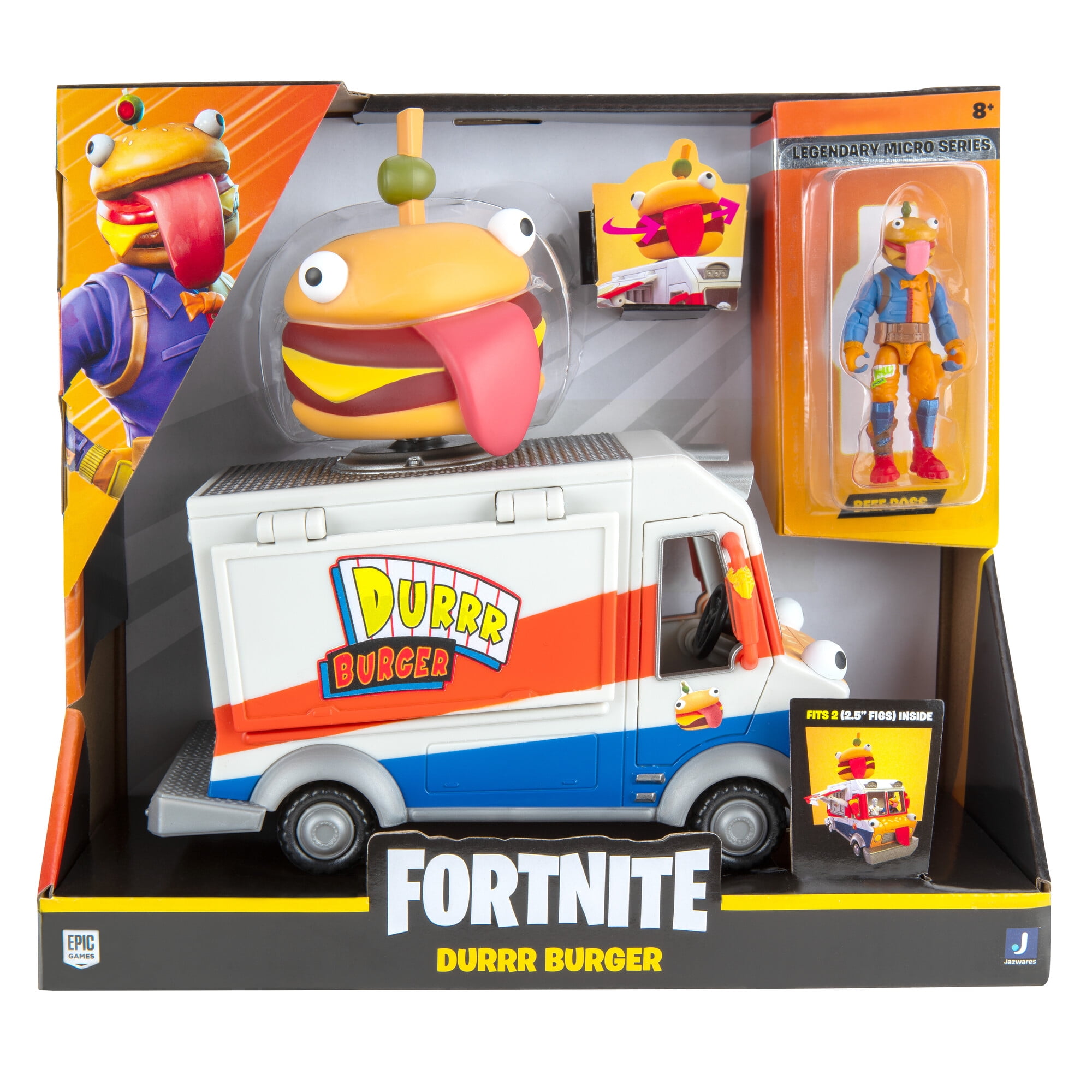 Fortnite Durrr Burger Food Truck 9 inch Feature Vehicle with 2.5 inch Articulated Beef Boss Figure