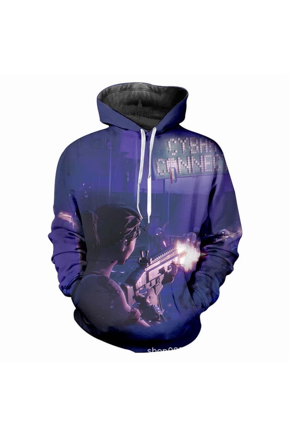 Fortnite Fashionable themed hoodie, anime MHA cosplay costume, loose-fit, pullover with pockets for men and women.