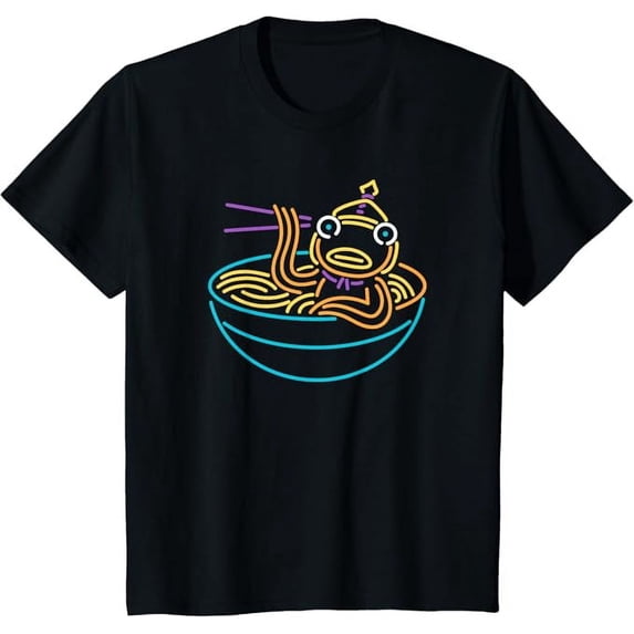 Fortnite Fishstick Neon Ramen Bowl Center Icon Youth T-Shirt, Black Color, Size M