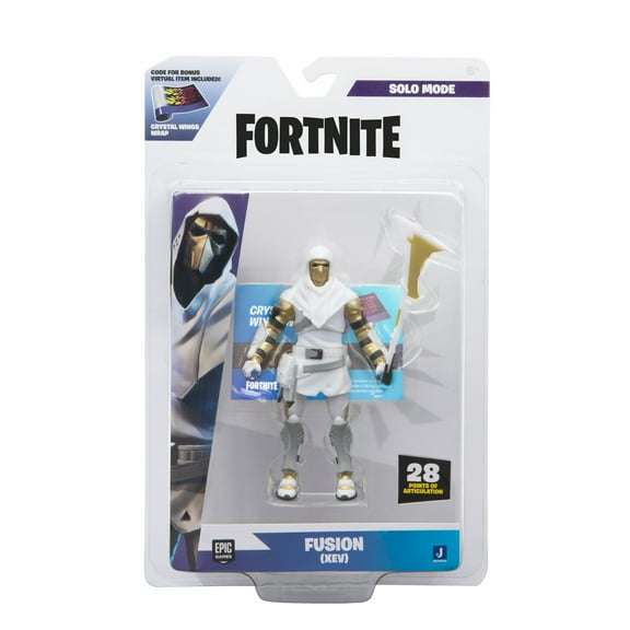 Fortnite Fusion-Zev Solo Mode - 4 inch Articulated Figure with Fusion Scythe (White & Gold) Accessory