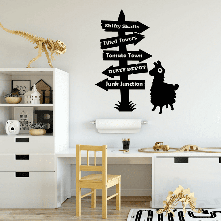 Fortnite Game Arcade Map Pathway Signage Cartoon Wall Sticker Art Decal for Girls Boys Room Bedroom Nursery Kindergarten House Fun Home Decors