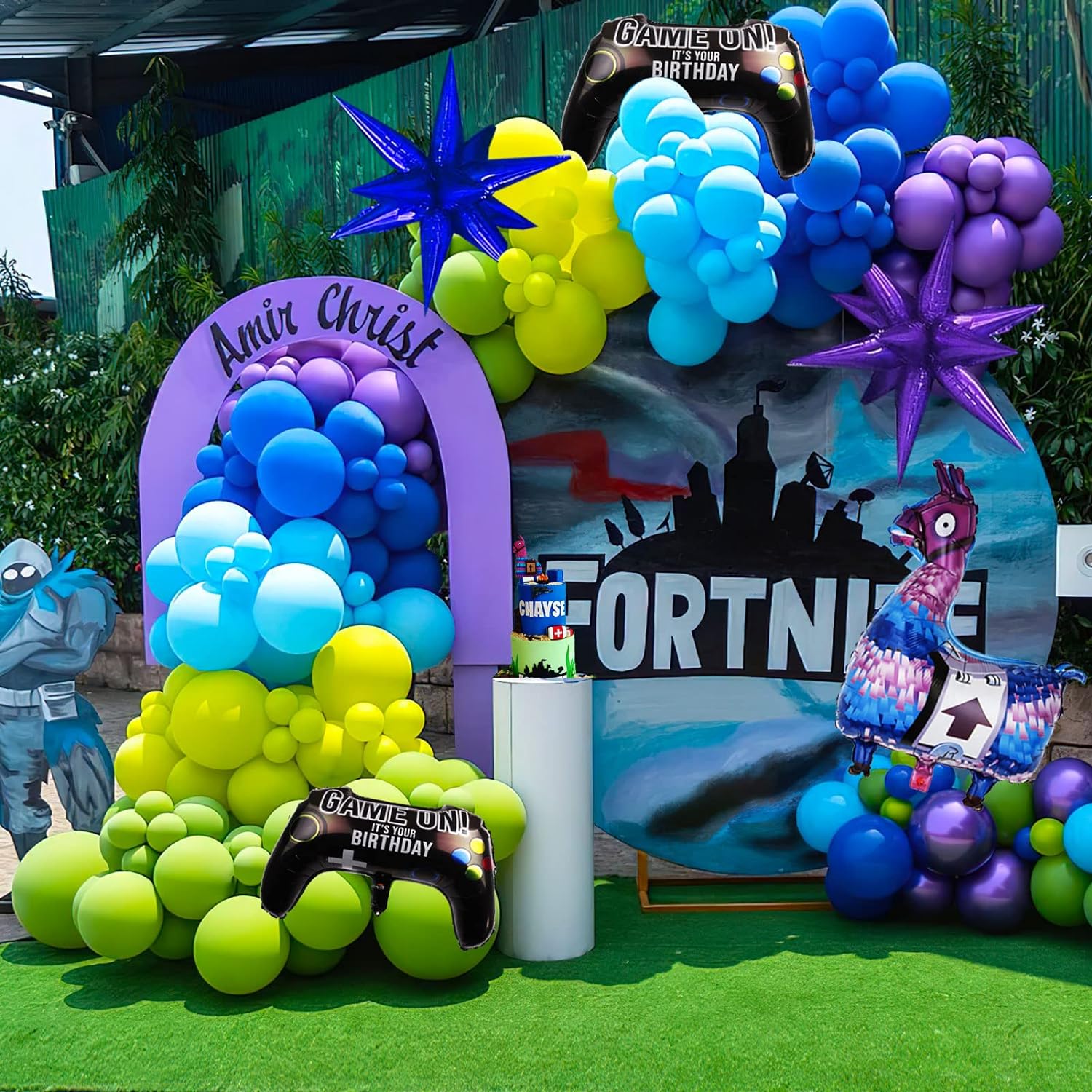 Fortnite Game Balloon Garland Kit Purple and Blue Balloons (140PCS