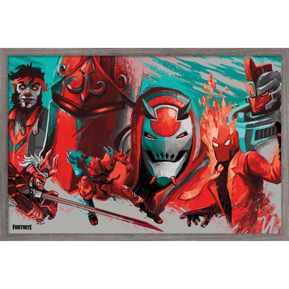 Fortnite - Group Wall Poster, 22.375" x 34", Framed