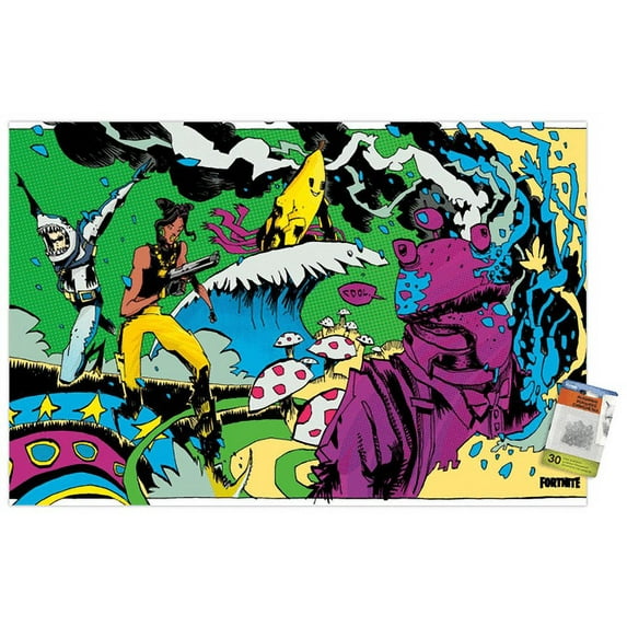 Fortnite - Jim Mahfood Cool Wall Poster with Push Pins, 22.375" x 34"