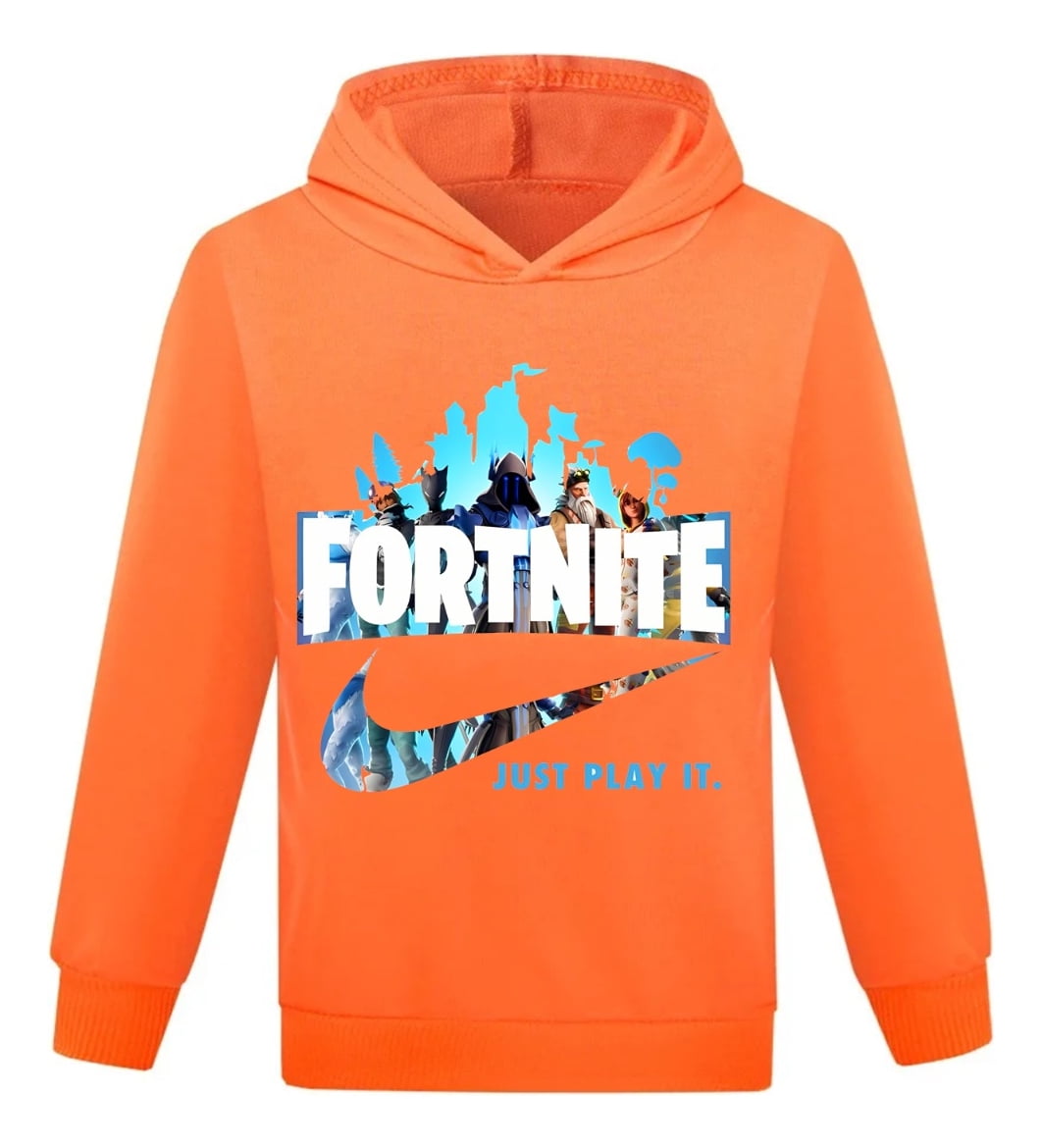 Fortnite Just Play It Hooded Pullover for Boys Girls Tweens Schoolboys Cool Gamer Slogan