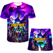 GOUJIAN Fortnite Kids Gaming Shirt 3d Printed Anime Short Sleeve 2 Piece Set Fashion Cartoon T-Shirt For Boys And Girls