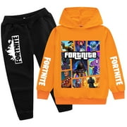 HGFLGYHF Fortnite Kids Hoodie and Jogger Pants Set Black Gaming Tracksuit Boys Girls Long Sleeve Outfit Durable Comfortable Apparel for School