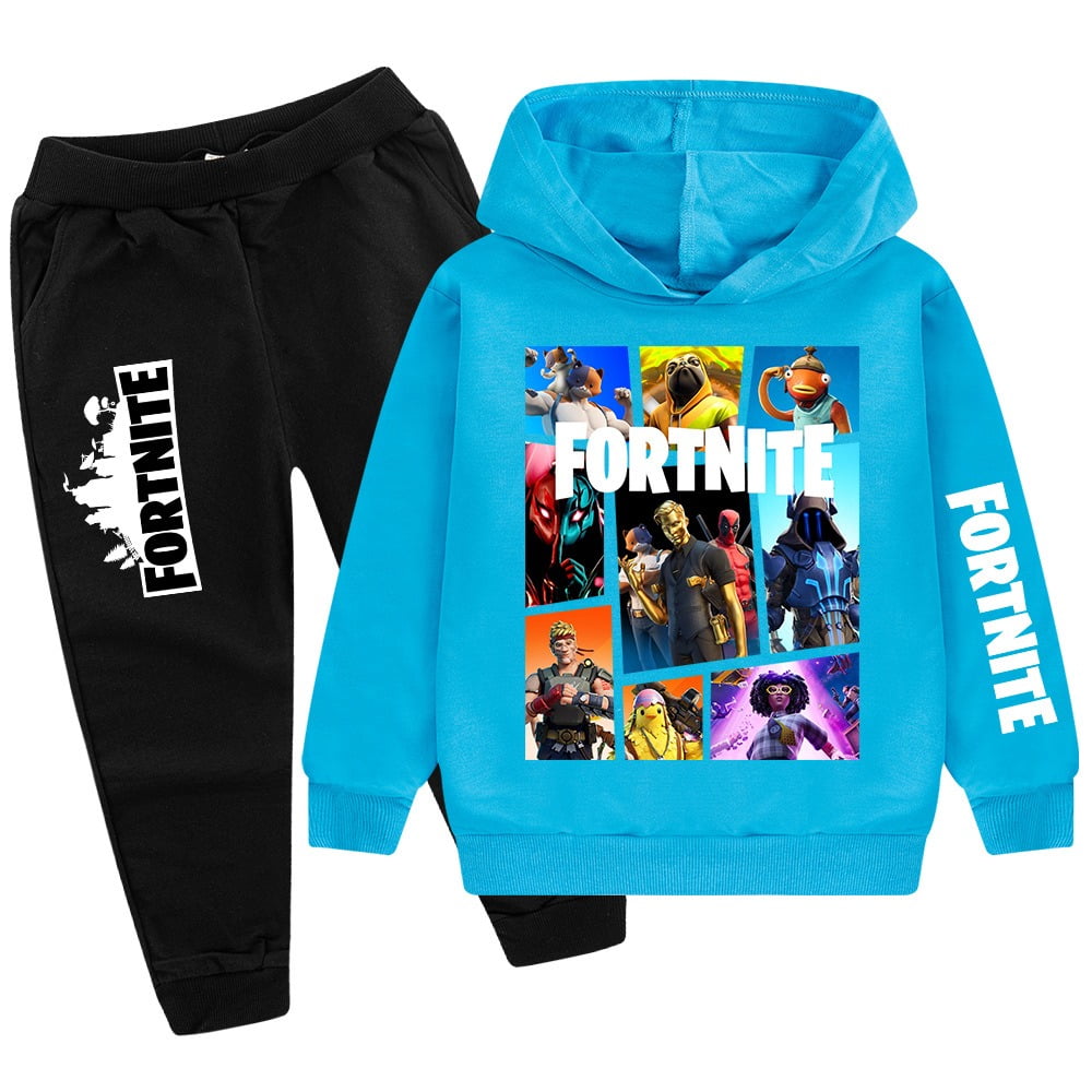 Fortnite Kids Hoodie and Jogger Pants Set Black Gaming Tracksuit