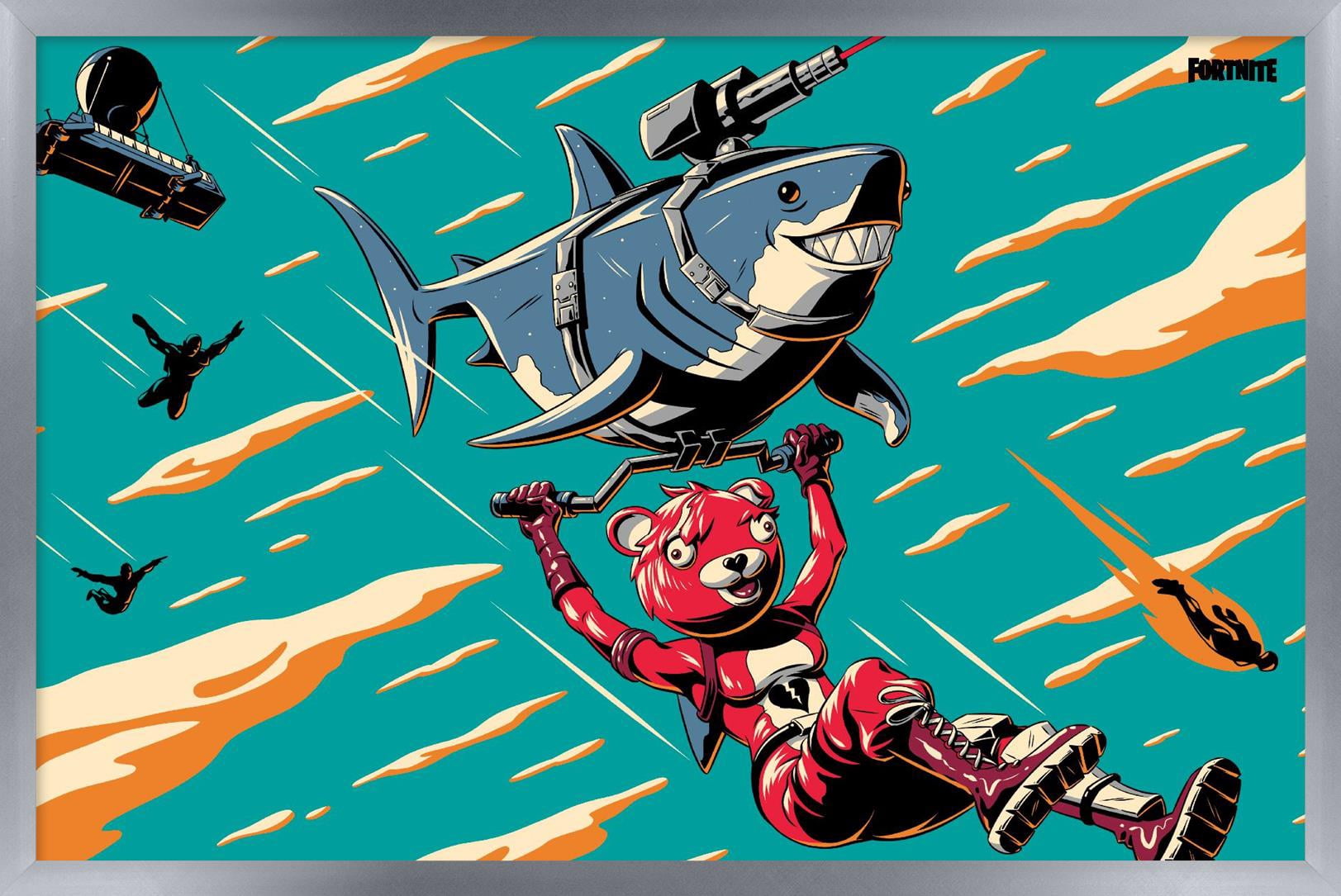 Fortnite - Lazershark Loading Screen Wall Poster, 14.725" x 22.375", Framed