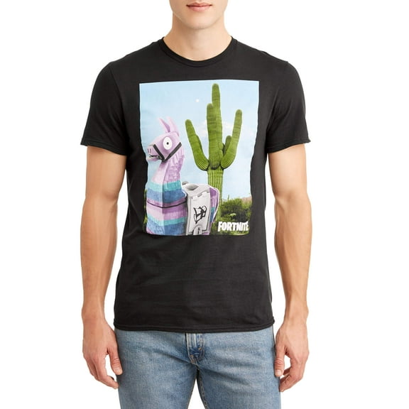 Fortnite Loot Llama Cactus Black Graphic T-Shirt (2X-Large)
