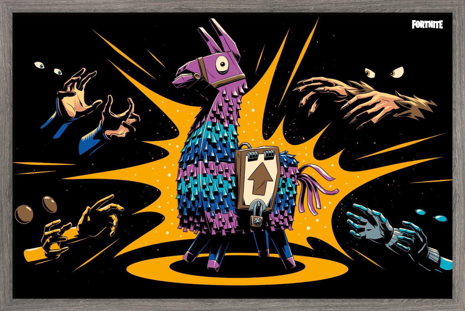 Fortnite - Loot Llama Lama Loading Screen Wall Poster, 14.725" x 22.375", Framed